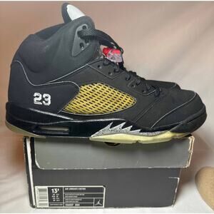 Size 13.5 - Nike Air Jordan 5 Retro Black Metallic 2007 Men's Shoes Ships Now